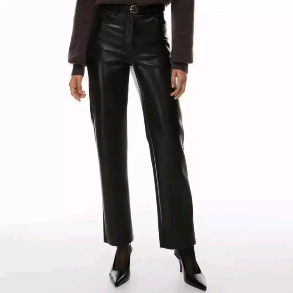 Aritzia Wilfred Melina Vegan Leather High Waist Straight Pants